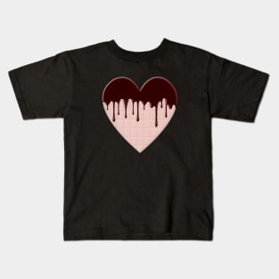 Melted Chocolate Pink Heart Valentines Day  14th February Love Gift Kids T-Shirt